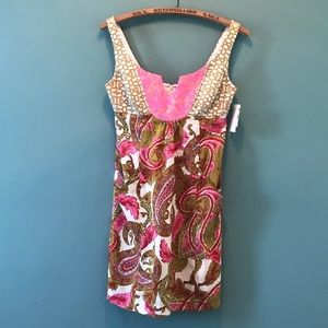 NWT Milly Silk and Brocade Hot Pink Paisley Dress